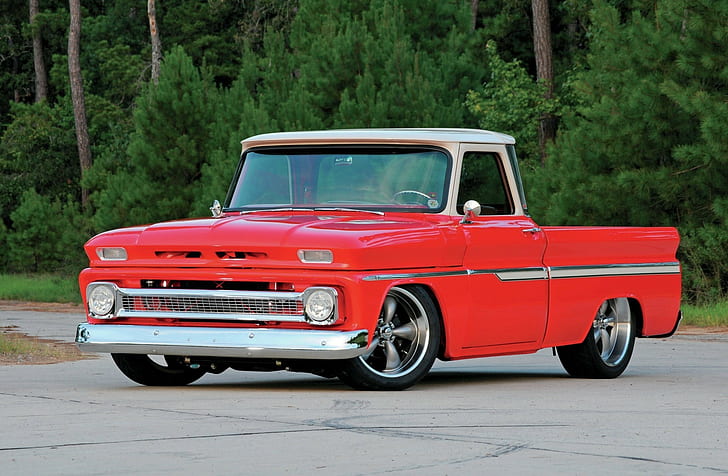 1965 chevy c10, Red, Cars, Stylish, Vintage, HD wallpaper