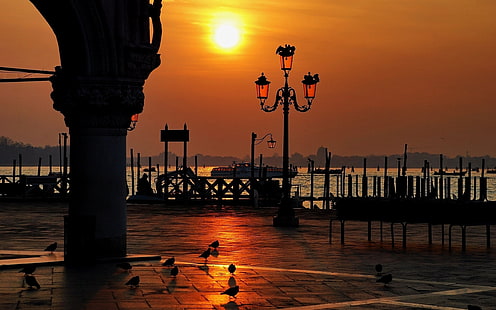 Iitaly Piazza San Marco Sunset Venice Doge 039 S Palace Birds 2560 × 1600, Tapety HD HD wallpaper