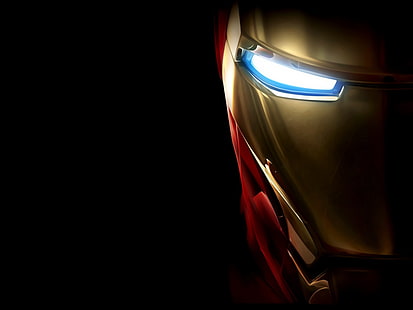 Marvel Iron-Man-mask, Iron Man, superhjälte, digital konst, svart bakgrund, hjälm, render, enkel bakgrund, HD tapet HD wallpaper
