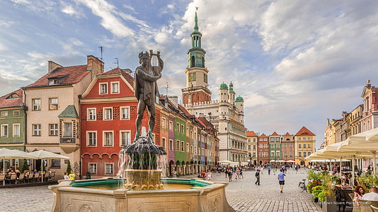 Стария градски площад, Познан, Полша, Европа, HD тапет HD wallpaper