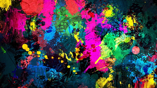 Абстрактни смесени цветове на боята, абстрактна живопис, цветове, абстрактно, боя, смесено, 3d и абстрактно, HD тапет HD wallpaper