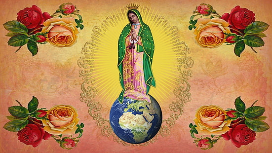 Cristianismo, Terra, Jesus Cristo, rosa, Virgem Maria, virgens, HD papel de parede HD wallpaper