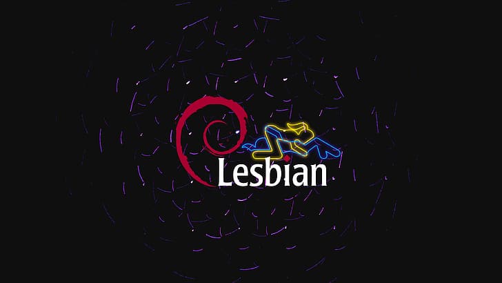 Debian, Linux, neon, lesbians, dark, HD wallpaper