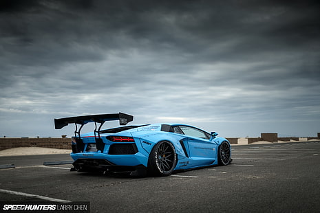 blaugrünes Sportcoupé, Auto, Lamborghini, Lamborghini Aventador, LB Works, Liberty Walk, blau, HD-Hintergrundbild HD wallpaper