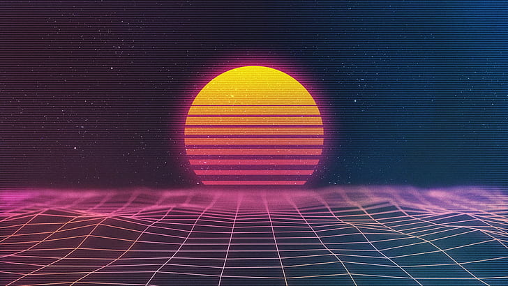 The sun, Music, Stars, Neon, Space, Background, Synthpop, Darkwave, Synth, Retrowave, Synthwave, Synth pop, HD wallpaper