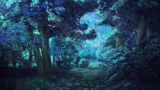 árboles de noche de bosque eterno de verano, Fondo de pantalla HD HD wallpaper