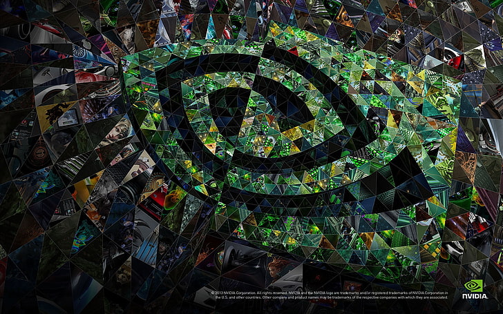 grüne und blaue NVDIA Tapete, Nvidia, Mosaik, digitale Kunst, HD-Hintergrundbild