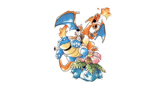 Pokémon, Blastoise, Charizard, Venusaur, GameBoy Color, HD papel de parede HD wallpaper