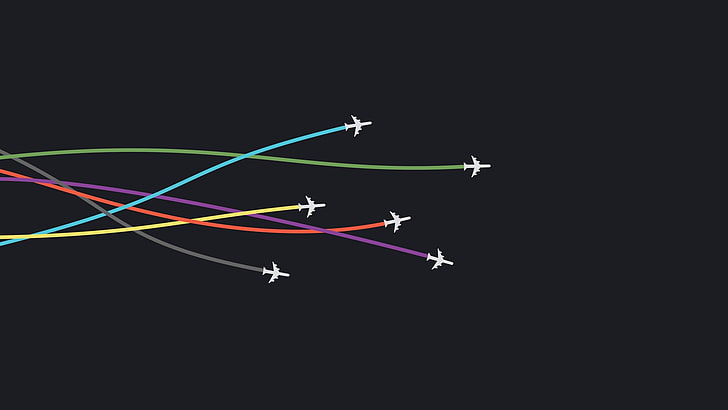 иллюстрация авиашоу, простой фон, простой, минимализм, линии, самолет, цифровое искусство, HD обои
