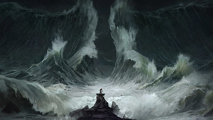 seaw ave wallpaper, waves, storm, sea, HD wallpaper