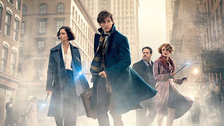 city, cinema, USA, fantasy, magic, New York, fog, movie, Harry Potter, film, building, wizard, witch, Jacob, spin-off, Eddie Redmayne, Ezra Miller, magic wand, mahou, Katherine Waterston, Porpentina Goldstein, Dan Fogler, Fantastic Beasts And Where To Find Them, Percival Graves, Credence, NY, not magic, no-majs, HD wallpaper