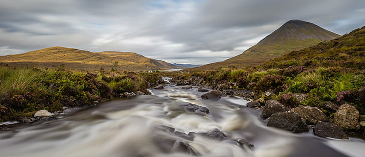 photography oh  time lapse, sligachan, skye, sligachan, skye, Sligachan, Isle of Skye, photography, oh, time lapse, sky  Landscape, people, panorama, nature, water, blur, stream, panoramic, vacation, Canon 6D, holiday, adventure, long exposure, vista, Scotland, waterfall, travel, Cuillins, scenic  river, outdoors, tourist destination, heather, Canon, 35mm, 4L, beauty spot, mountain, United Kingdom, GB, landscape, iceland, scenics, river, HD wallpaper