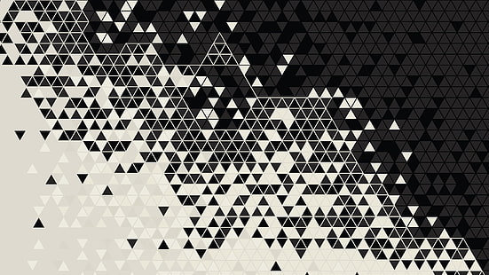 white and black abstract wallpaper, pattern, digital art, triangle, HD wallpaper HD wallpaper