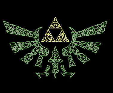Celtic Hylian Crest, white and green textile, celts, north, gallic, link, celtic cross, nature, nordic, zelda, paganism, barbarian, myth, celtic, HD wallpaper HD wallpaper