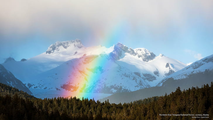 Rainbow Over Tongass National Forest, Juneau, Alaska, Weather, HD wallpaper