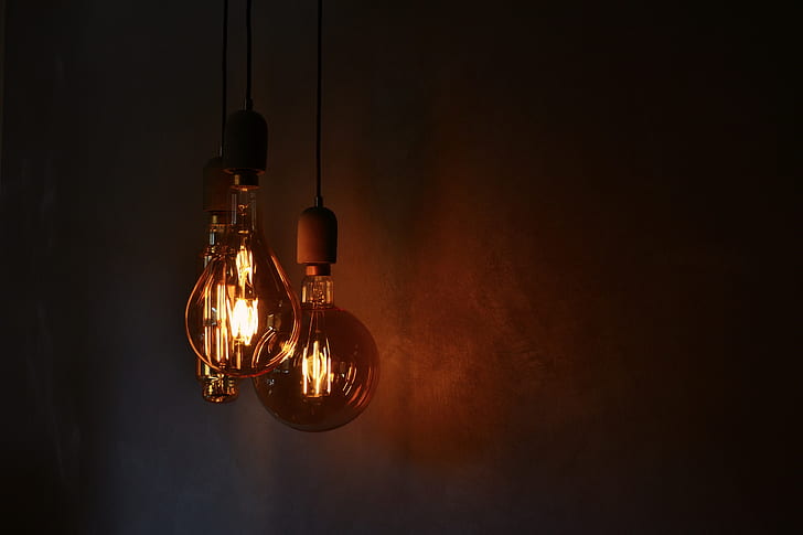 light bulbs, electricity, lighting, wall, HD wallpaper