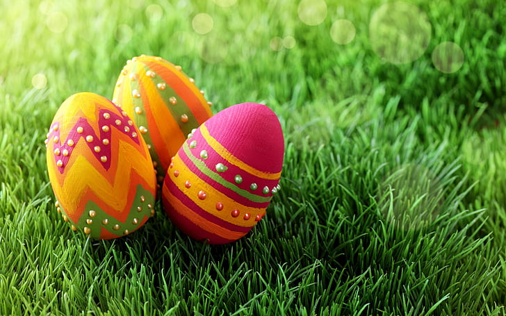 Празник, Великден, Цветове, Великденско яйце, Трева, HD тапет