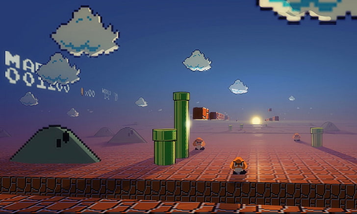 Super Mario, digitale Kunst, Pixelkunst, Videospiele, Retro-Spiele, HD-Hintergrundbild