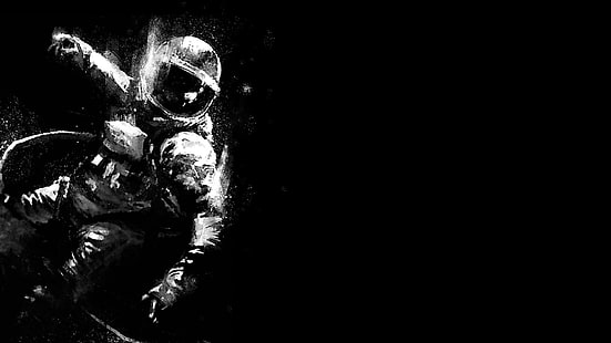 นักบินอวกาศภาพตัดปะนักบินอวกาศอวกาศขาวดำงานศิลปะ, วอลล์เปเปอร์ HD HD wallpaper
