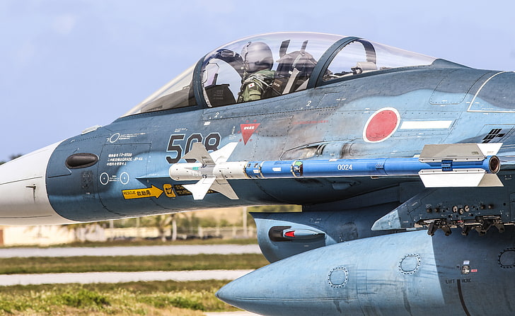 cabine, Mitsubishi, pilote, chasseur-bombardier, F-2A, Fond d'écran HD