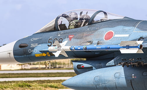 stuga, Mitsubishi, pilot, fighter-bombplan, F-2A, HD tapet HD wallpaper