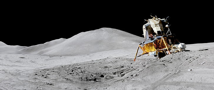 Luna, módulo de aterrizaje lunar, superficie lunar, regolito, suelo lunar, espacio, Fondo de pantalla HD