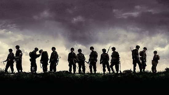 Band of Brothers, Segunda Guerra Mundial, militar, ejército, aerotransportado, TV, HBO, nublado, serie, Fondo de pantalla HD HD wallpaper