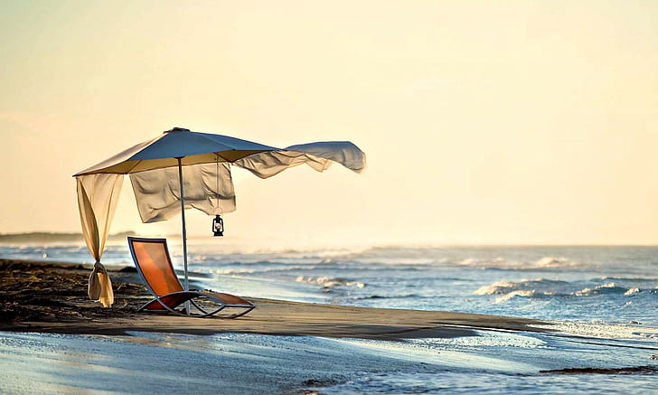 ฤดูร้อนพักผ่อนบนชายหาดธรรมชาติทิวทัศน์ทะเลท้องฟ้าชายหาดฤดูร้อน, วอลล์เปเปอร์ HD