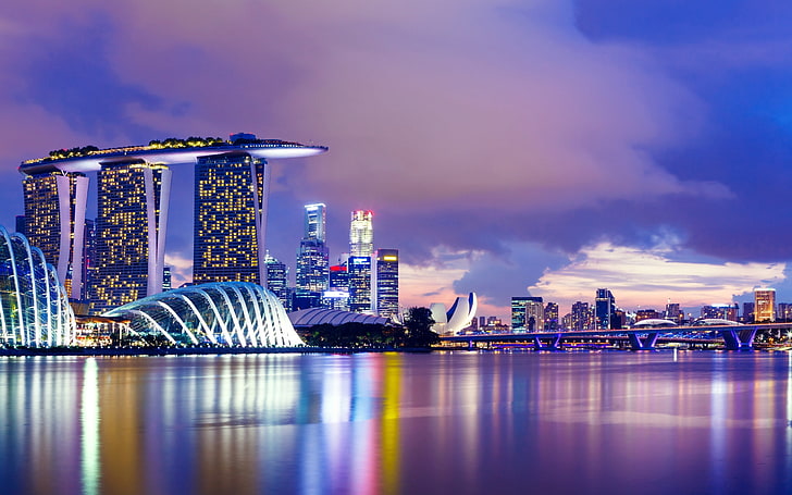 Singapur City Skyline-HD Fototapete, HD-Hintergrundbild