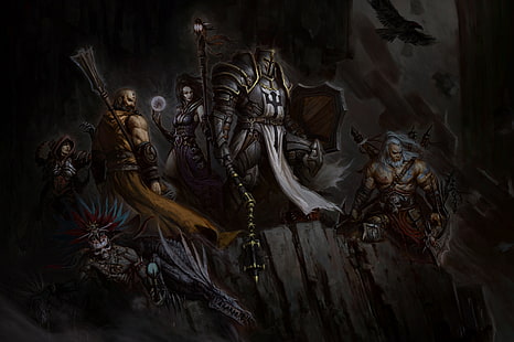 Diablo, Diablo III: Жнец душ, Варвар (Diablo III), Крестоносец (Diablo III), Охотник на демонов (Diablo III), Монах (Diablo III), Колдун (Diablo III), Волшебник (Diablo III), HD обои HD wallpaper