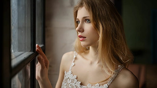 Elizaveta Podosetnikova, kvinnor, Sergey Zhirnov, modell, ansikte, tittar bort, HD tapet HD wallpaper