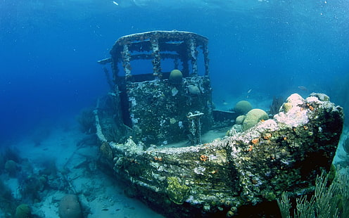 سفينة ، ماء ، بحر ، تحت الماء ، قارب ، حطام سفينة، خلفية HD HD wallpaper