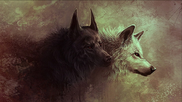 베이지 색과 갈색 늑대 벽지, 늑대, 동물, HD 배경 화면