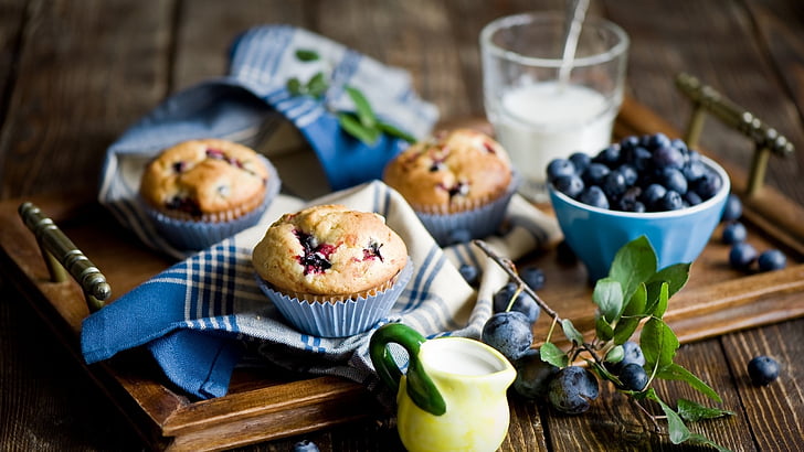 blueberries, breakfast, life, muffins, HD wallpaper