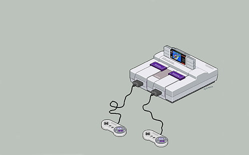 grå SNES-illustration, konsoler, pixelkonst, Nintendo, minimalism, Super Nintendo, konstverk, enkel bakgrund, HD tapet HD wallpaper