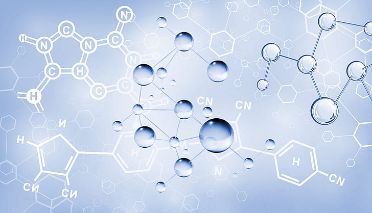Chemie, digitale Kunst, blau, HD-Hintergrundbild