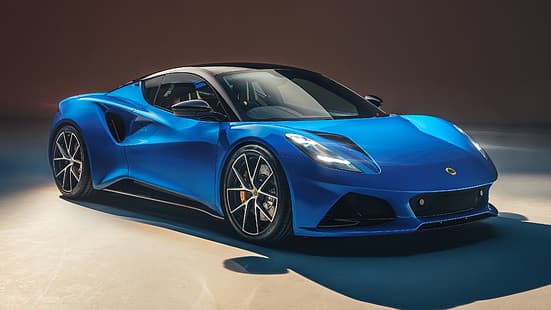 Lotus Emira, Lotus, кола, сини автомобили, превозно средство, спортна кола, прожектори, HD тапет HD wallpaper