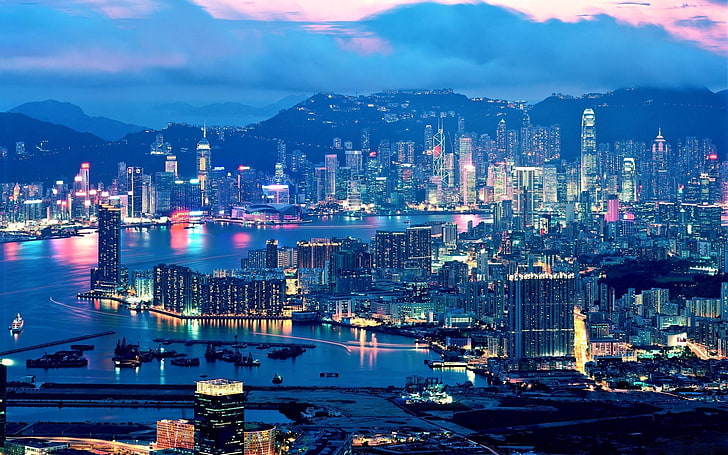 foto delle costruzioni della città, città, paesaggio urbano, Hong Kong, Cina, Sfondo HD