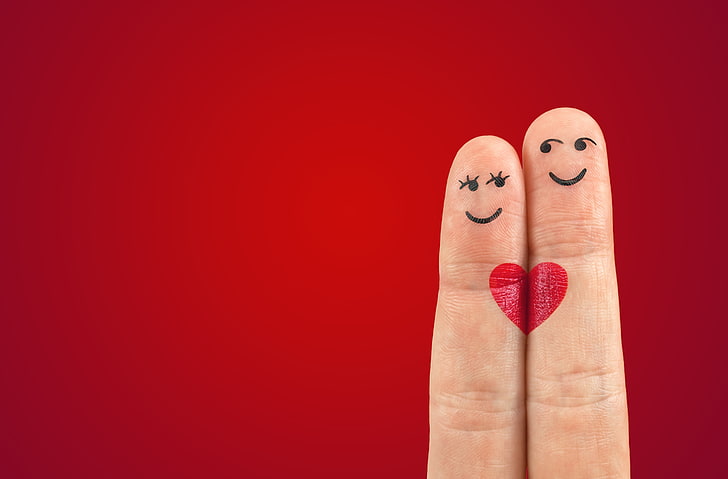Red, Couple, 4K, Heart, Love, Fingers, HD wallpaper