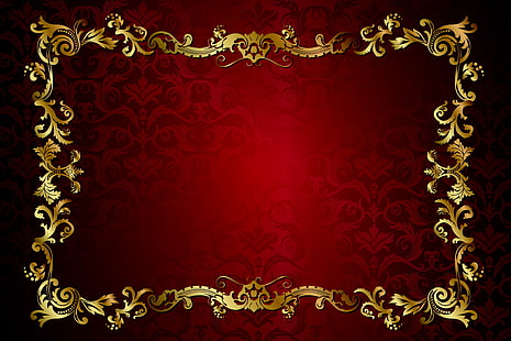 borda floral amarela vector art retro padrão escuro escuro vermelho dourado ornamento vintage textura textura fundo gradiente, HD papel de parede HD wallpaper