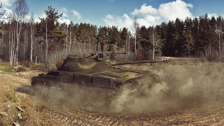 World of Tanks, tank, render, wargaming, nature, forest, HD tapet