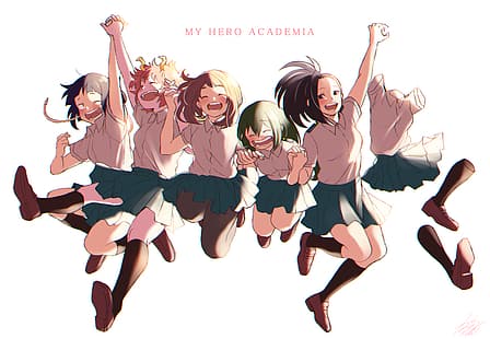 Boku no Hero Academia و Jirō Kyōka و Momo Yaoyorozu و Uraraka Ochako و Tsuyu Asui و Ashido Mina و Hagakure Tōru، خلفية HD HD wallpaper