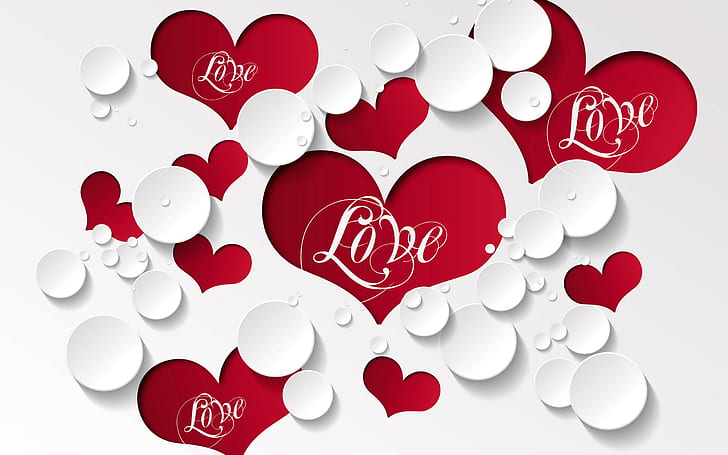 Red Hearts Love, hati, cinta, Wallpaper HD