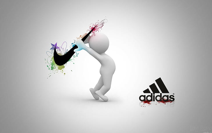 Nike, Adidas, Clip art, Confrontation, Brands, Logos, HD wallpaper