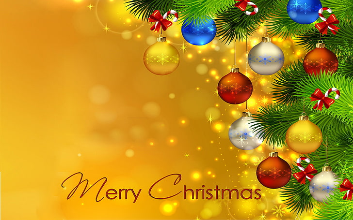 Merry Christmas Christmas Tree Colorful Christmas Balls Wallpaper Hd 3840×2400, HD wallpaper