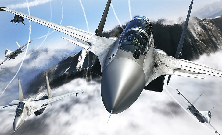 Aircrafts 3D, five gray fighter jets, Games, Other Games, Aircrafts, HD wallpaper