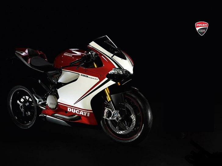 bici sportiva Ducati bianca e rossa, Ducati, Panigale 1199, moto, Italia, Sfondo HD
