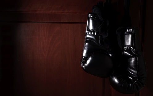 пара черных тренировочных перчаток, спорт, бокс, перчатки, HD обои HD wallpaper