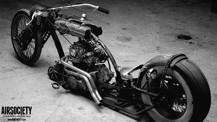 black and white bike engines chopper grayscale ride yamaha rust suspension motorbikes air bikers rat Motorcycles Yamaha HD Art , bike, black and white, HD wallpaper