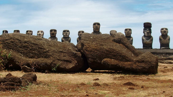 Moai, Architektur, Moai, Osterinsel, Rapanui, Statuen, Tiere, HD-Hintergrundbild